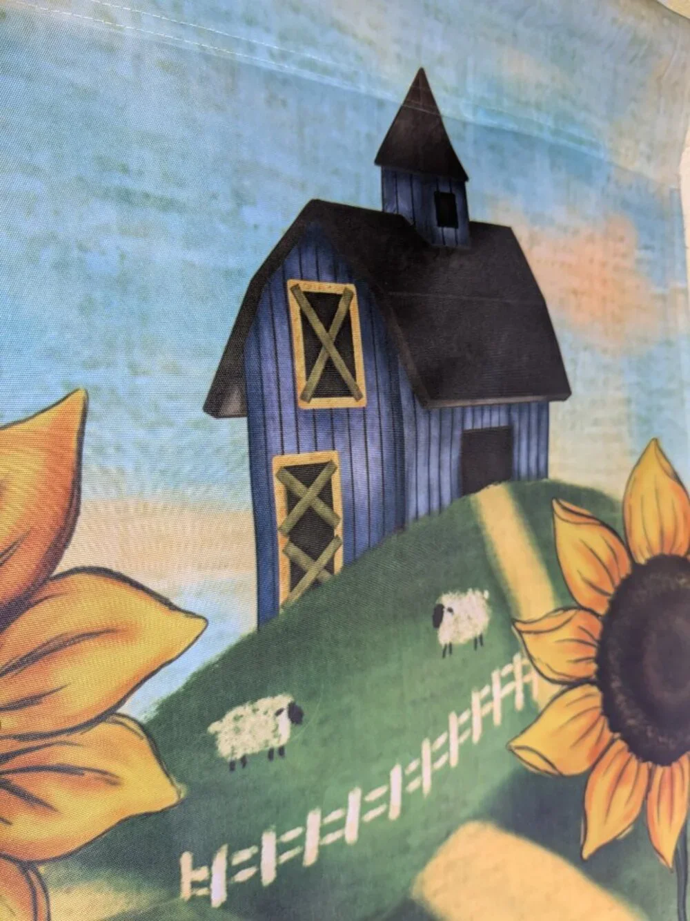 Autumn Barn & Sunflowers Country Welcome House Flag 36